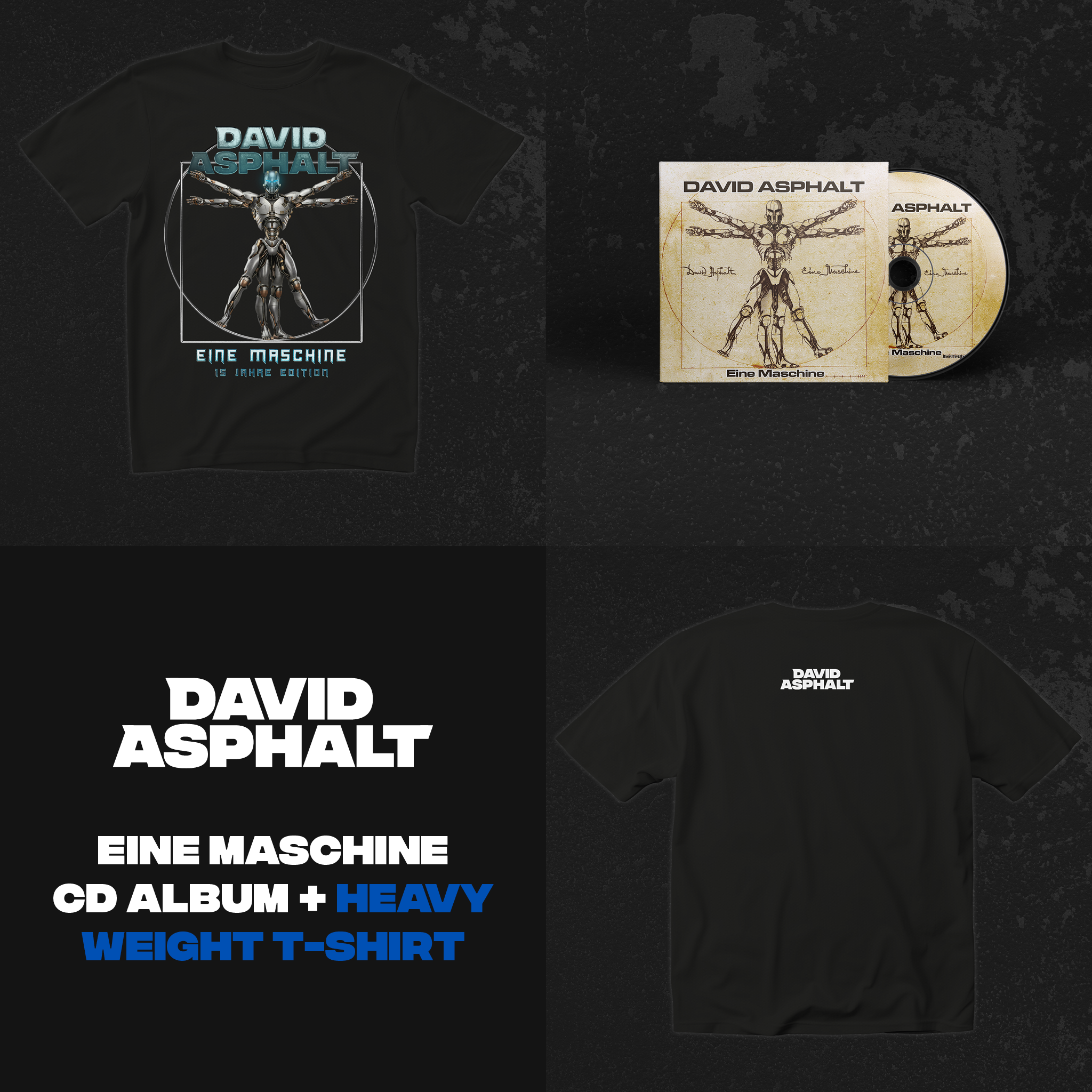 DAVID ASPHALT - EINE MASCHINE 15 JAHRE EDITION - T-SHIRT & CD BUNDLE