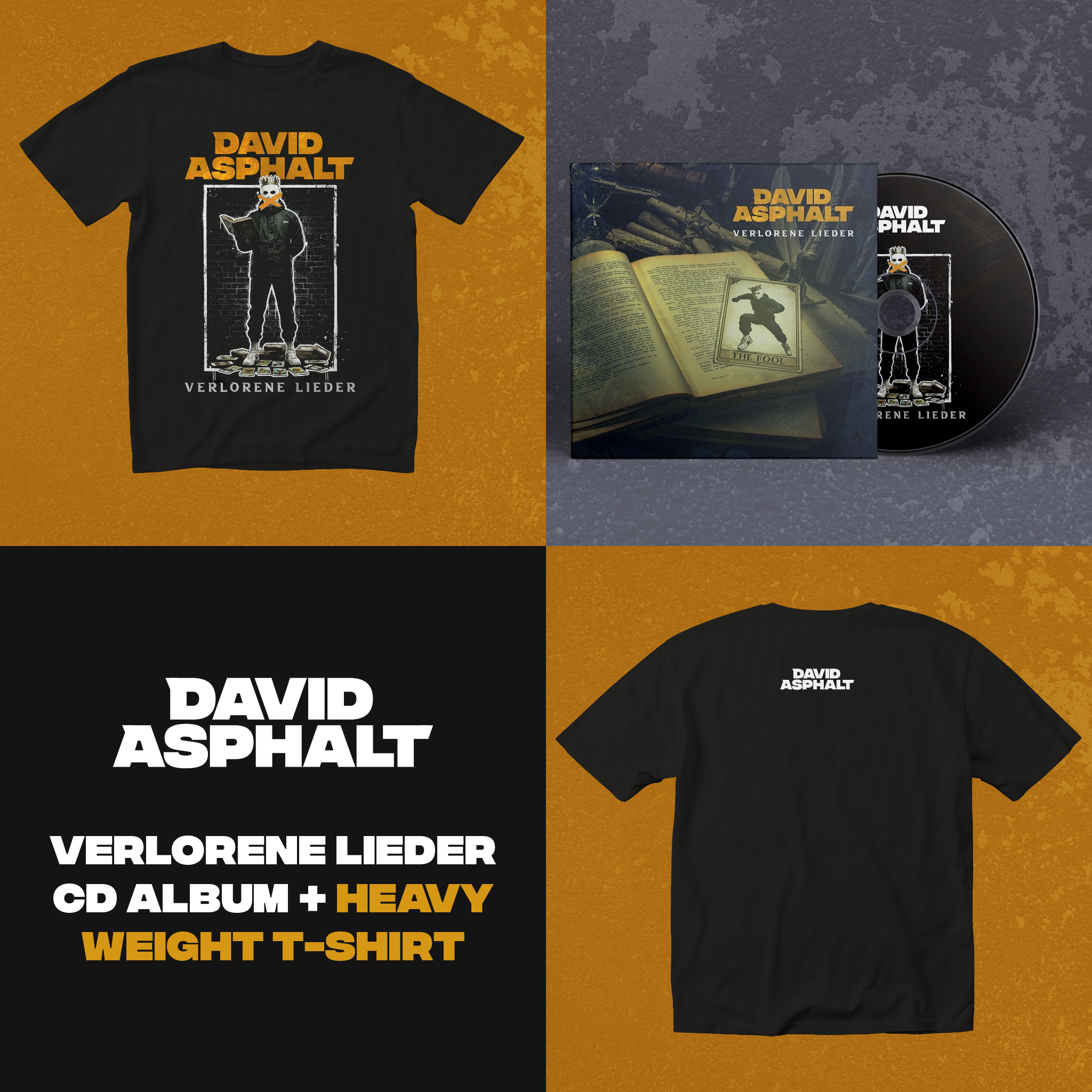 DAVID ASPHALT - VERLORENE LIEDER - T-SHIRT & CD BUNDLE